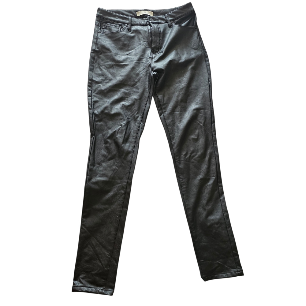 KanCan Faux Leather Skinny Pants Black Stretch Coated Denim